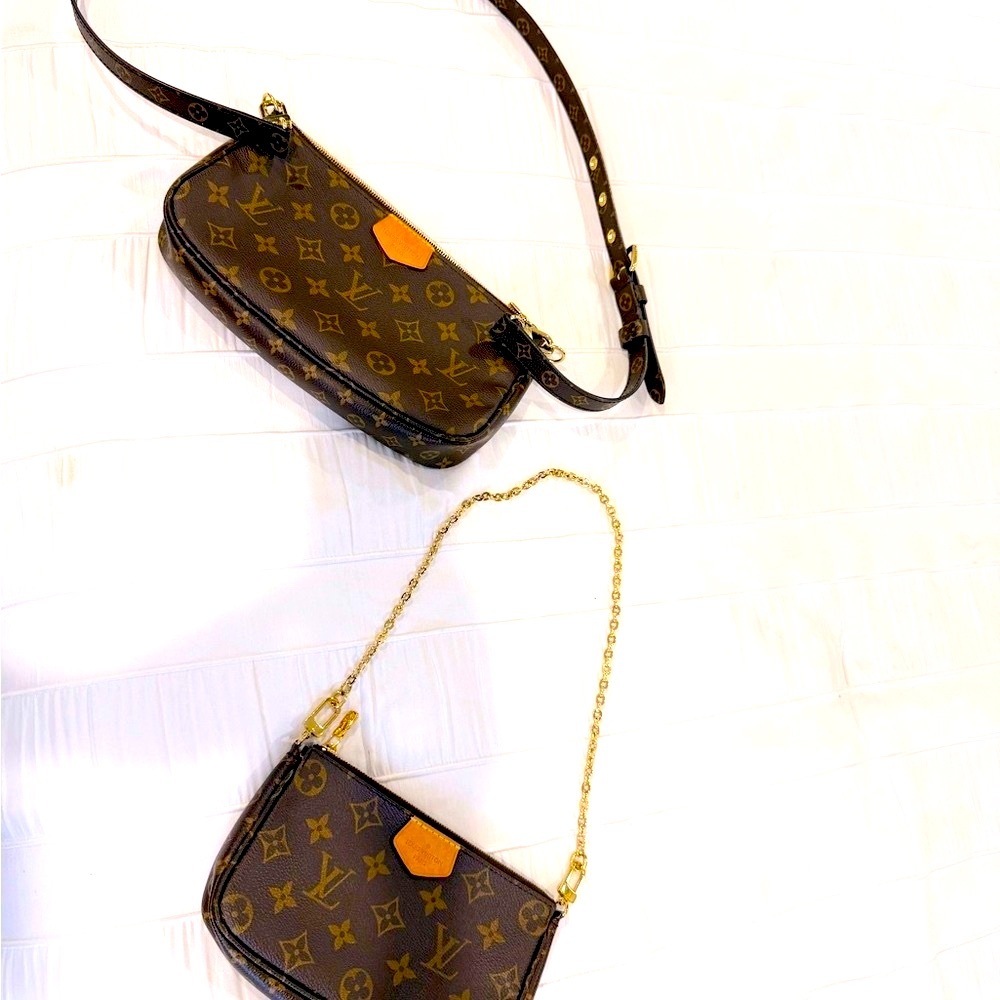 ❤️⭐️PRICE DROP! Louis Vuitton Monogram Crossbody Bag Multi Pochette W/Gold Chain - Picture 4 of 16